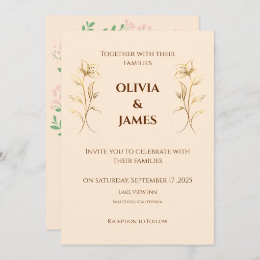 テラコッタボホ結婚式招待状 招待状 (正面/裏面)