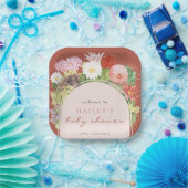 テラコッタボホ開花サボスベイビーシャワー ペーパープレート (パーティー)