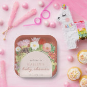 テラコッタボホ開花サボスベイビーシャワー ペーパープレート (パーティー)