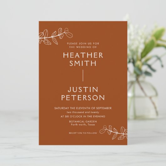 テラコッタボモダンホ結婚式招待状 招待状 (スタンド正面)