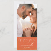 テラコッタボーディングパス目的地の結婚式 招待状 (裏面)