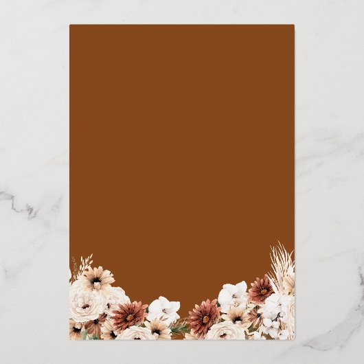 テラコッタボー結婚ホフローラ記念日金ゴールド 箔招待状 (裏面)