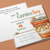 テラコッタポットと可愛いカタツムリの庭パーティー 招待状