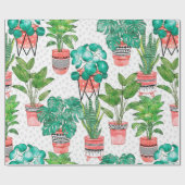 テラコッタポットウォーターカラーハウスプラントシームレス ラッピングペーパー (フラット)