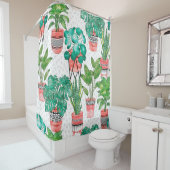 テラコッタポットズウォーターカラーハウスプラントシームレス  シャワーカーテン (インサイチュ)