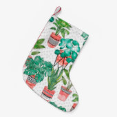 テラコッタポットズウォーターカラーハウスプラントシームレス  スモールクリスマスストッキング (正面 (吊り時))