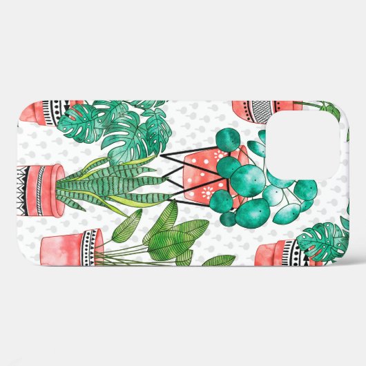 テラコッタポットズウォーターカラーハウスプラントシームレス Case-Mate iPhoneケース (裏面 (横))