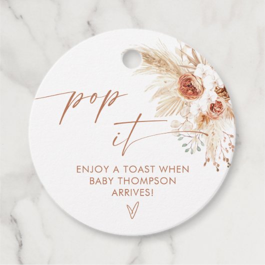 テラコッタポップ・アートのイット彼女がポップボホパンパスグラス フェイバータグ (正面)