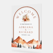 テラコッタマウンテンフォレストアー結婚チズウェルカム アクリルサイン (傾斜)
