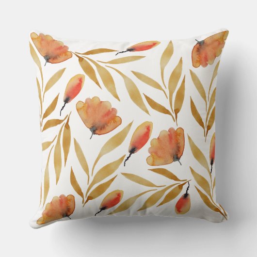 テラコッタマスタードイエローフローラ クッション (裏面)