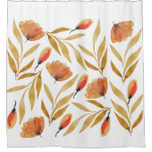 テラコッタマスタードイエローフローラ シャワーカーテン (正面)