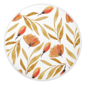 テラコッタマスタードイエローフローラ セラミックノブ (正面)