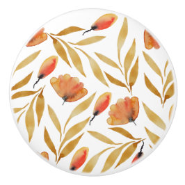 テラコッタマスタードイエローフローラ セラミックノブ