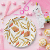 テラコッタマスタードイエローフローラ ペーパープレート (パーティー)