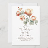 テラコッタマルサラフラワーズシックボホ秋の結婚式 招待状 (正面)