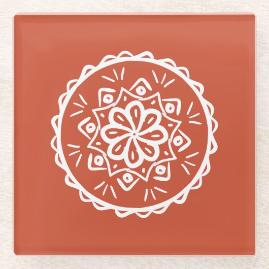 テラコッタマンダラ ガラスコースター (正面)
