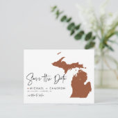 テラコッタミシガンマップQRコード日付の保存 案内ポストカード (スタンド正面)