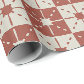 テラコッタミッドセンチュリーモダンスターバストパターン ラッピングペーパー (ロールコーナー)