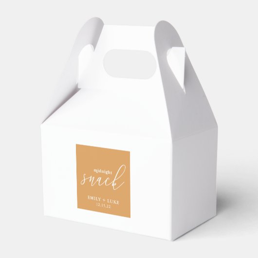 テラコッタミッドナイトスナックカスタムウェディングゲーブル フェイバーボックス (正面サイド)