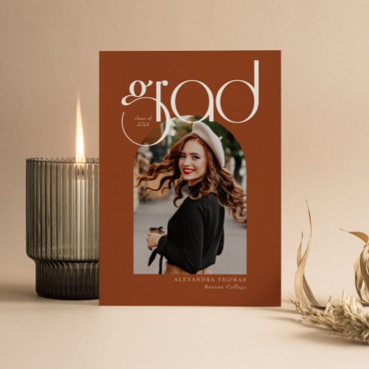 テラコッタミニマモダンリスト5アーチピック卒業 招待状