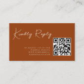 テラコッタミニマモダンリストQRコードウェディングRSVP エンクロージャーカード (正面)