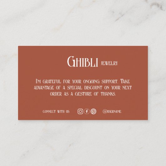 テラコッタミニマリストご購入ありがとうございます 名刺 (裏面)