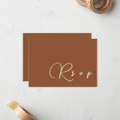 テラコッタミニマリストウェディングRSVP QRコードカード ノートカード (正面/裏面インサイチュ)