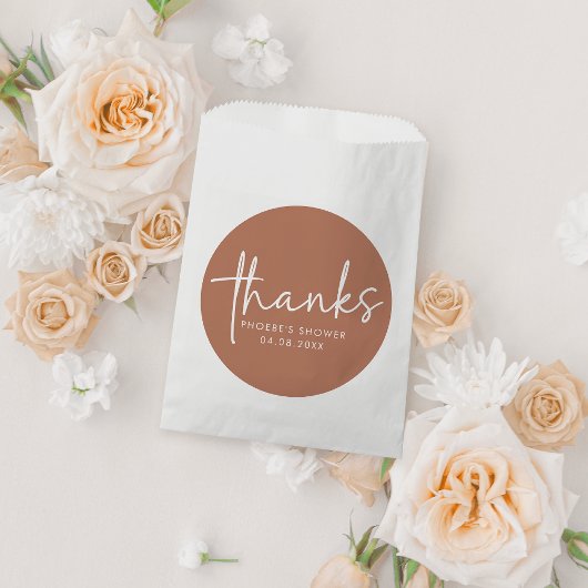 テラコッタミニマリストスクリプトブライダルシャワー フェイバーバッグ