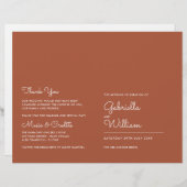 テラコッタミニマリストスクリプト結婚式 プログラム (正面/裏面)