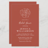 テラコッタミニマリストバジェットブライダルシャワー招待状 (正面/裏面)