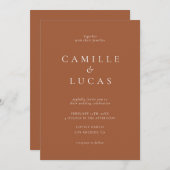 テラコッタミニマリストフォト結婚式招待状 招待状 (正面/裏面)