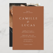 テラコッタミニマリストフォト結婚式招待状 招待状 (正面/裏面)