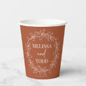 テラコッタミニマリストブランチリーフ結婚リース 紙コップ (正面)