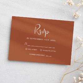 テラコッタミニマリストモダンエレガントな結婚式 出欠カード