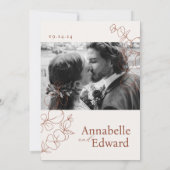 テラコッタミニマリスト結婚植物学 招待状 (裏面)