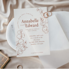 テラコッタミニマリスト結婚植物学 招待状