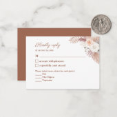 テラコッタミニマルウォーターカラーフラワーウェディングRSVP ノートカード (正面/裏面インサイチュ)