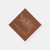 テラコッタミニマルエレガントフローラのスケ結婚ッチ スタンダードカクテルナプキン (角)