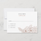 テラコッタミニマルエレガントフローラのスケ結婚ッチ 出欠カード (正面)