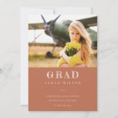 テラコッタミニマルクリーン写真卒業 招待状 (正面)