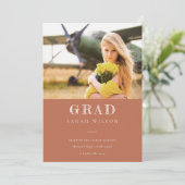 テラコッタミニマルクリーン写真卒業 招待状 (スタンド正面)