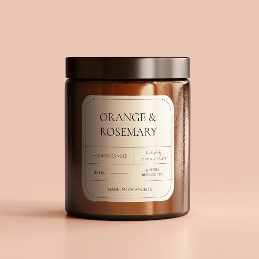 テラコッタミニマルクレイ自然トーンキャンドルラベル スクエアシール