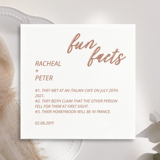 テラコッタミニマルタイポグラフィおもしろい事実結婚の スタンダードカクテルナプキン