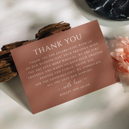 テラコッタミニマルタイポグラフィ秋の結婚式 サンキューカード