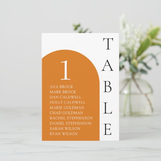 テラコッタミニマルテーブル番号座席表 招待状 (スタンド正面)