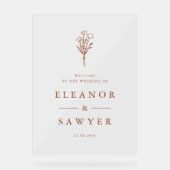 テラコッタミニマルフローラブーケ結婚ス アクリルサイン (正面)