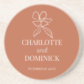 テラコッタミニマルフローラ結婚の装飾/好意 コースター (正面)
