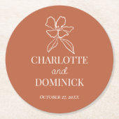 テラコッタミニマルフローラ結婚の装飾/好意 ラウンドペーパーコースター (正面)