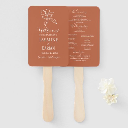 テラコッタミニマルフローラ結婚ズ ハンドファン (正面&裏面)