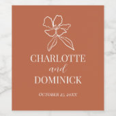 テラコッタミニマルフローラ結婚ズ ワインラベル (シングルラベル)